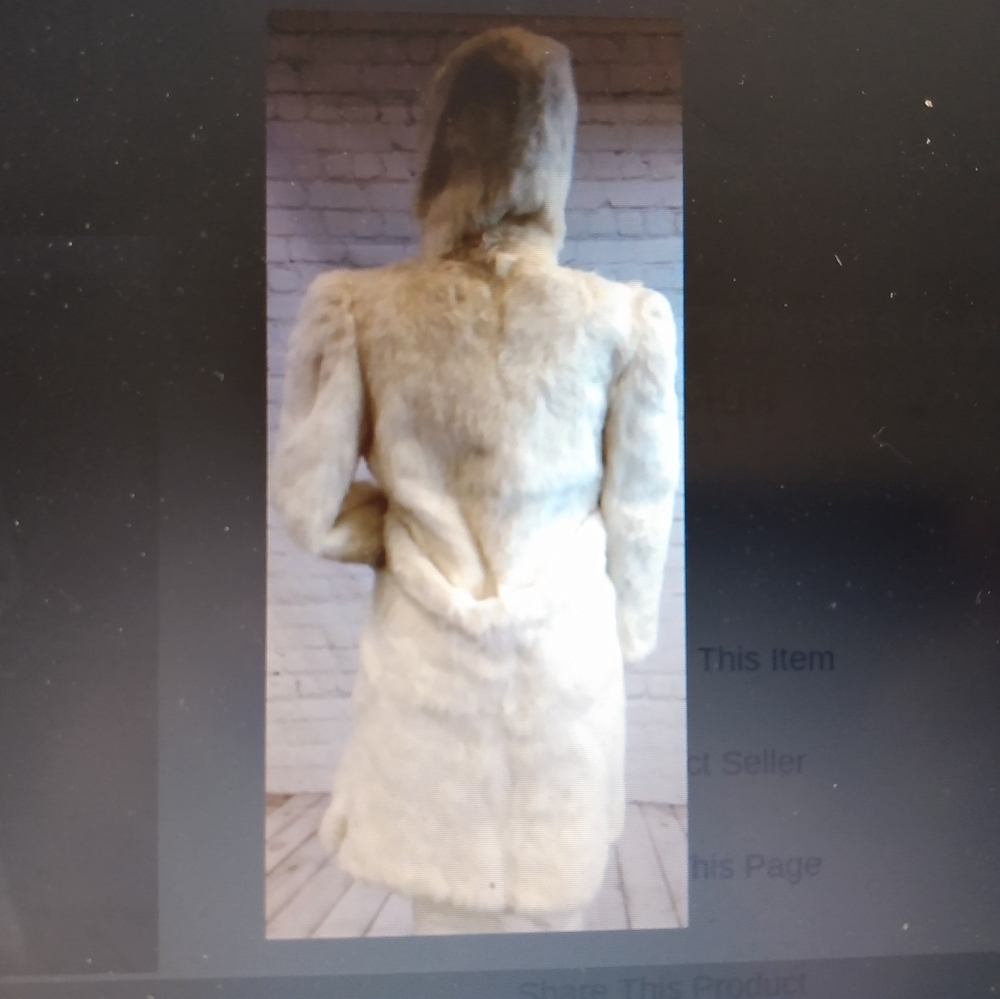 White Princess Caravelle Rabbit Coat w/ hand muff